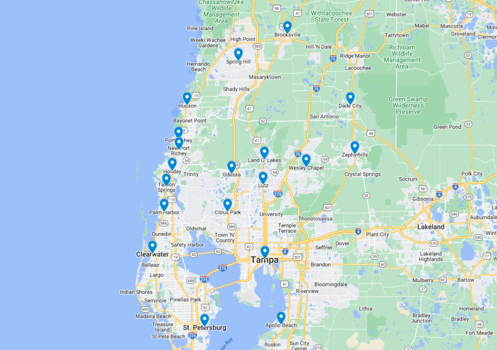 Soft Washing And Pressure Washing Spring Hill FL map 4 footer